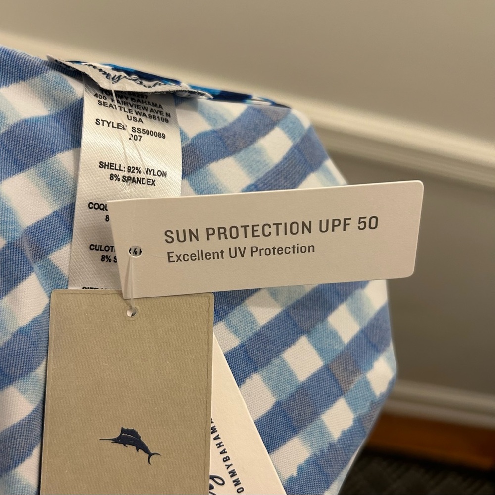 Tommy Bahama Harbour Island Spa Dress small azure blue check gingham NWT - Picture 9 of 11
